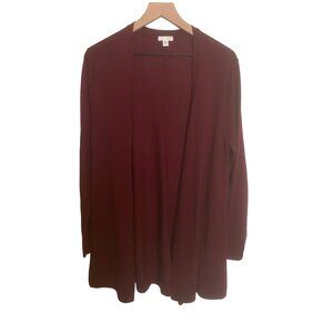 J.Jill Red Open Front Cardigan‎ Large Petite Wool Blend